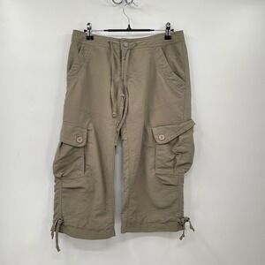 North Face Womens Khaki Green Nylon Blend Capri Cargo Pants‎ Size 6